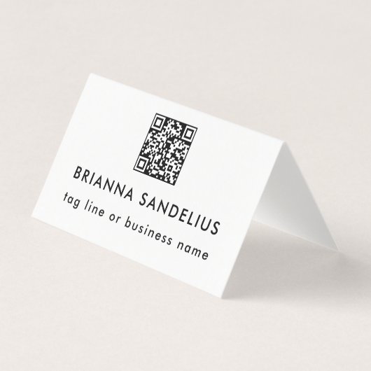 Modern Zwart en Wit QR-code Professioneel Kaart (Voorkant)