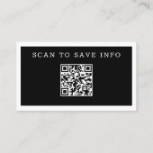 Modern Zwart En Wit QR Code Professioneel Logo Visitekaartje (Achterkant)