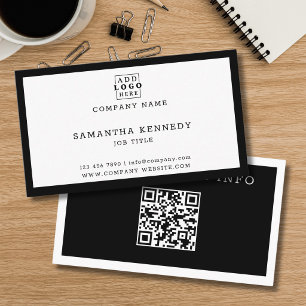 Modern Zwart En Wit QR Code Professioneel Logo Visitekaartje
