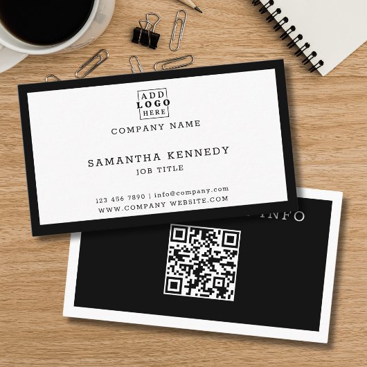 Modern Zwart En Wit QR Code Professioneel Logo Visitekaartje