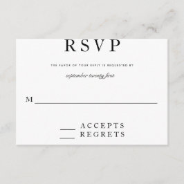 Modern Zwart en Wit RSVP Kaartje