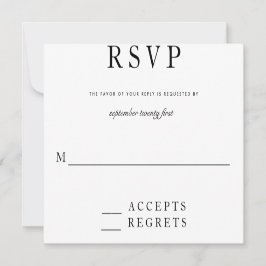 Modern Zwart en Wit RSVP Kaartje