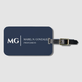 Modern Zwart en Wit Trendy Stijlvol Monogram Bagagelabel