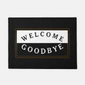 Modern zwart en wit welkom afscheid deurmat (Voorkant)