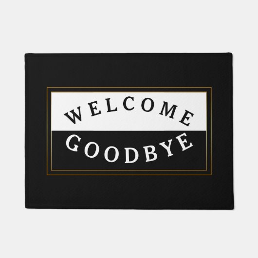 Modern zwart en wit welkom afscheid deurmat (Voorkant)