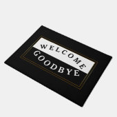 Modern zwart en wit welkom afscheid deurmat (Schuin)