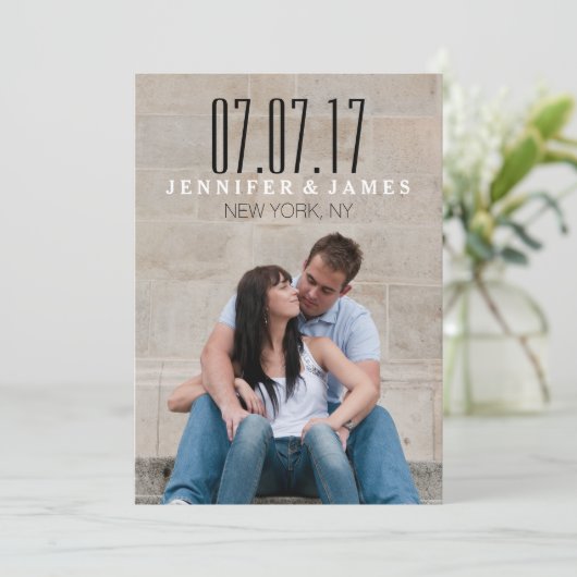 MODERN ZWART EN WITTE BEWAREN DE DATUURKAART SAVE THE DATE (Staand voorkant)