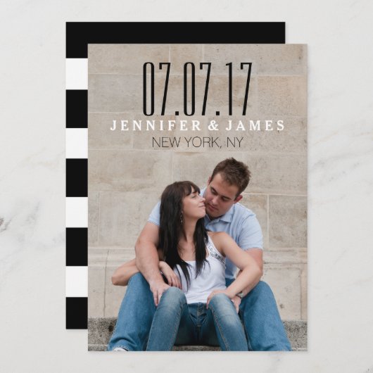 MODERN ZWART EN WITTE BEWAREN DE DATUURKAART SAVE THE DATE (Voorkant / Achterkant)