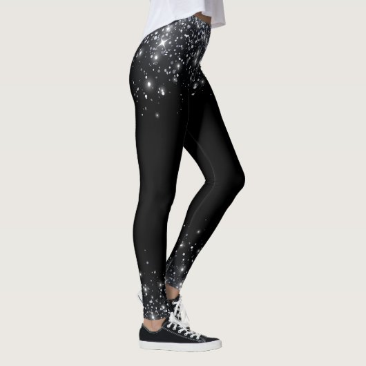 Modern zwart en zilver glitter leggings (Rechts)
