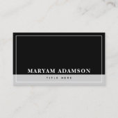 Modern zwart en zilver grijs contactkaartje (Voorkant)