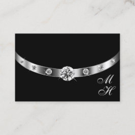 Modern zwart en zilver met Monogram Professional Visitekaartje