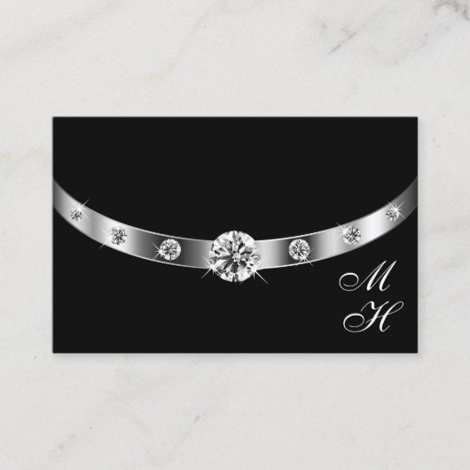 Modern zwart en zilver met Monogram Professional Visitekaartje (Voorkant)