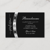 Modern zwart en zilver met Monogram Professional Visitekaartje (Achterkant)