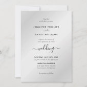 Modern zwart en zilver minimalistisch script bruil kaart (Voorkant)