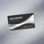 Modern zwart en zilver Professional stijlvol Magnetisch Visitekaartje (Voorbeeld)