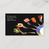Modern zwart eten op vorken professioneel restaura visitekaartje (Achterkant)