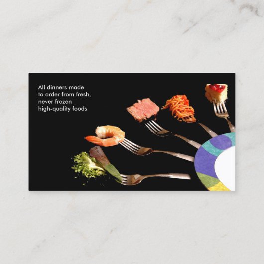 Modern zwart eten op vorken professioneel restaura visitekaartje (Achterkant)