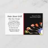 Modern zwart eten op vorken professioneel restaura visitekaartje (Voorkant)