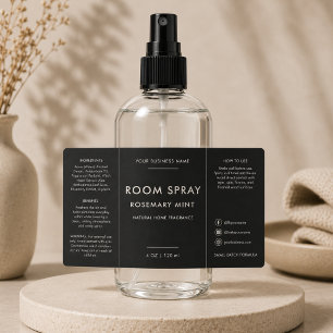 Modern zwart etikette voor kamer sprayfles etiket