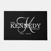 Modern zwart familielijn — Achternaam-monogram  Deurmat (Voorkant)