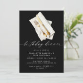 Modern zwart | Fancy Script Verjaardagsdiner Kaart (Staand voorkant)