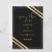 Modern zwart faux goud geometrisch save the date (Voorkant)
