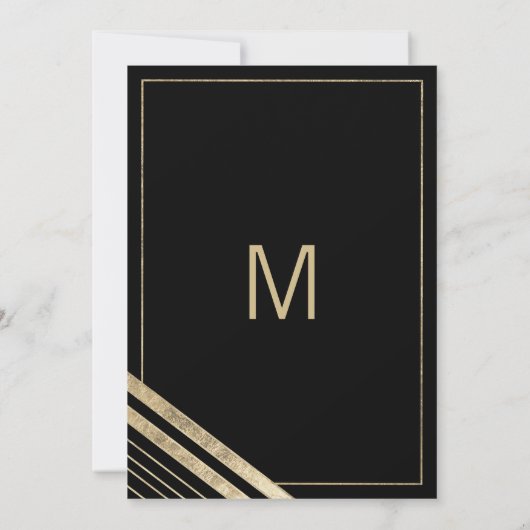 Modern zwart faux goud geometrisch save the date (Achterkant)