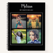 Modern zwart fotocollage monogram schetsboek notitieboek (Voorkant)
