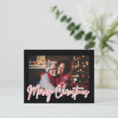 Modern Zwart Frame Prettig Kerstmis Foto Briefkaart (Staand voorkant)