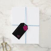 Modern Zwart Fuchsia Wit-Bruiloft Dank u- Cadeaulabel (Met Touw)