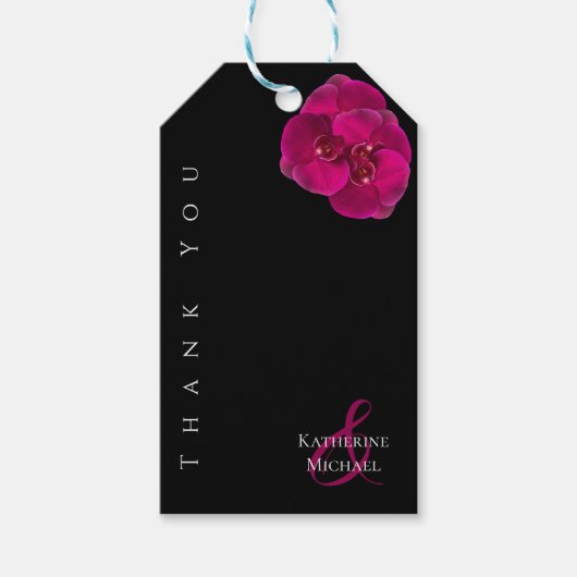 Modern Zwart Fuchsia Wit-Bruiloft Dank u- Cadeaulabel (Voorkant)