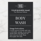 Modern Zwart Gastenkamer Body Wash Monogram Labels Voedselcontainer Etiket (Enkel label)