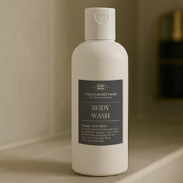 Modern Zwart Gastenkamer Body Wash Monogram Labels Voedselcontainer Etiket