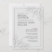 Modern zwart gebladerte omtrek bruiloft Vrijgezell Kaart (Voorkant)