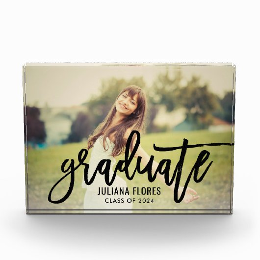 Modern zwart geborsteld Manuscript Afstuderen Fotoblokken (Voorkant)