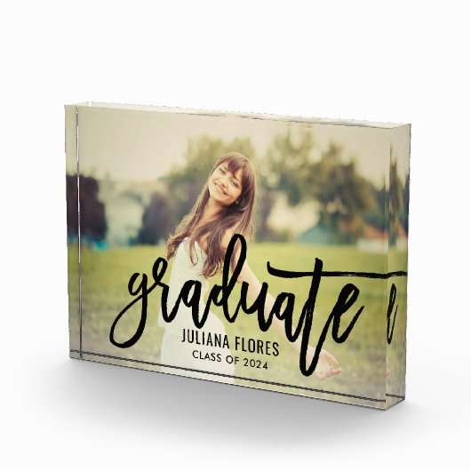 Modern zwart geborsteld Manuscript Afstuderen Fotoblokken (Rechts)