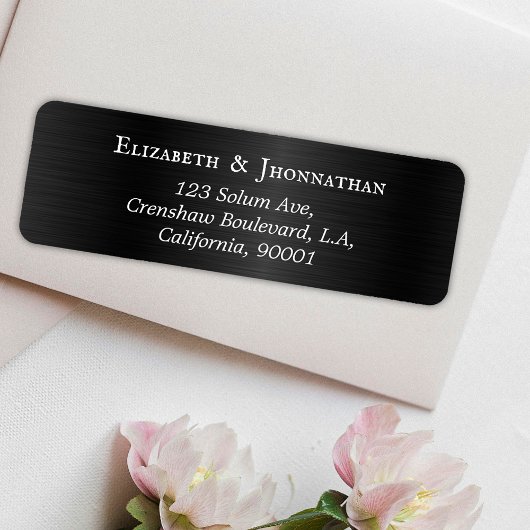 Modern zwart geborsteld metaal Elegante witte naam Etiket