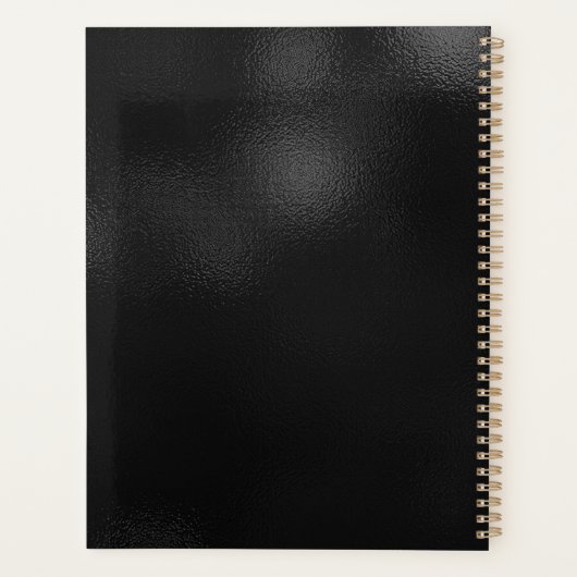 Modern zwart geborsteld metaal goud monogram planner (Achterkant)