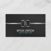 Modern zwart geborsteld metaal visitekaartje (Voorkant)