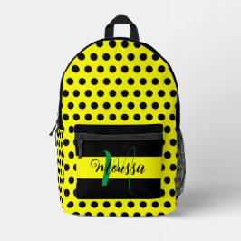 Modern Zwart Geel Kleur - Initiaal Naam Monogram Bedrukte Rugzak