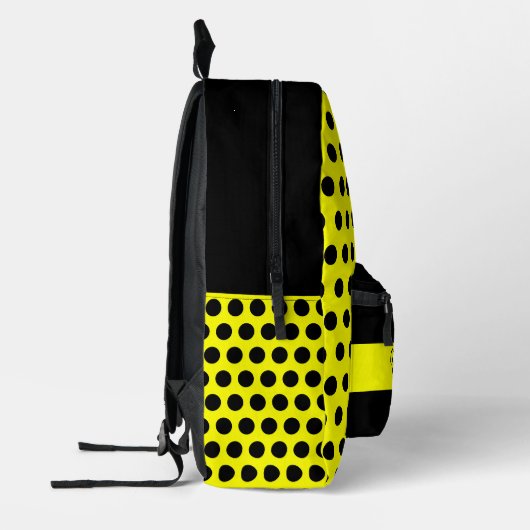 Modern Zwart Geel Kleur - Initiaal Naam Monogram Bedrukte Rugzak (Links)