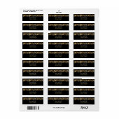 Modern Zwart Gelukkig Nieuwjaar Goud Glitter Spark Etiket (Full Sheet)