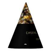 Modern Zwart Gelukkig Nieuwjaar Goud Glitter Spark Feesthoedjes (Links)