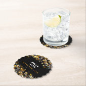 Modern Zwart Gelukkig Nieuwjaar Goud Glitter Spark Kartonnen Onderzetters (Insitu)