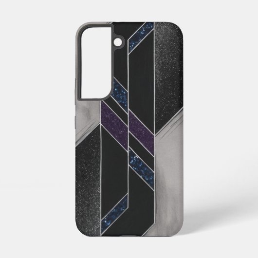 Modern zwart geometrisch samsung galaxy hoesje (Achterkant)