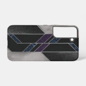 Modern zwart geometrisch samsung galaxy hoesje (Achterkant horizontaal)