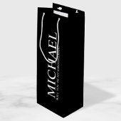 Modern zwart-gepersonaliseerd Groomsman-voorstel Wijn Cadeautas