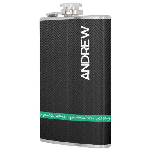 Modern zwart gepersonaliseerd heupfles (Links)