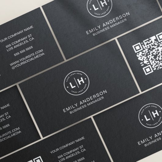 Modern zwart gepersonaliseerd Logo QR-Visitekaartj Visitekaartje