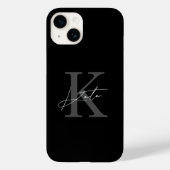 Modern zwart gepersonaliseerd monogram naam Case-Mate iPhone case (Achterkant)